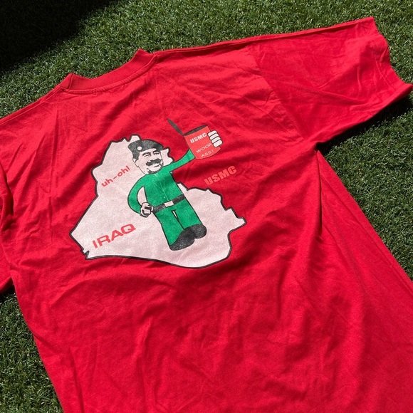 VTG 00’s Sadam Hussein Red Military Tee - Picture 2 of 6